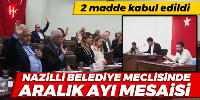 Nazilli Belediye Meclisinde Aralık ayı mesaisi: 2 madde kabul edildi, 3 madde komisyona sevk edildi