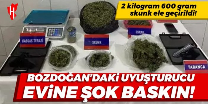 Bozdoğan'daki uyuşturucu evine şok baskın: 2 kilogram 600 gram skunk ele geçirildi!