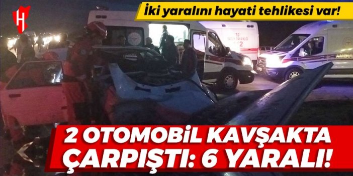 İki otomobil kavşakta çarpıştı: 6 yaralı