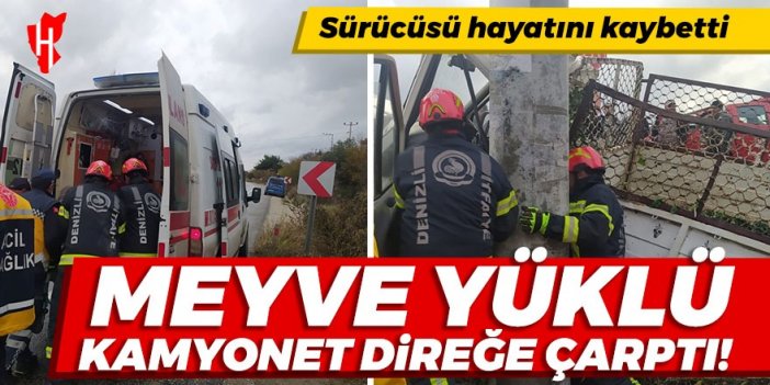 Direğe çarpan kamyonetin sürücüsü öldü!