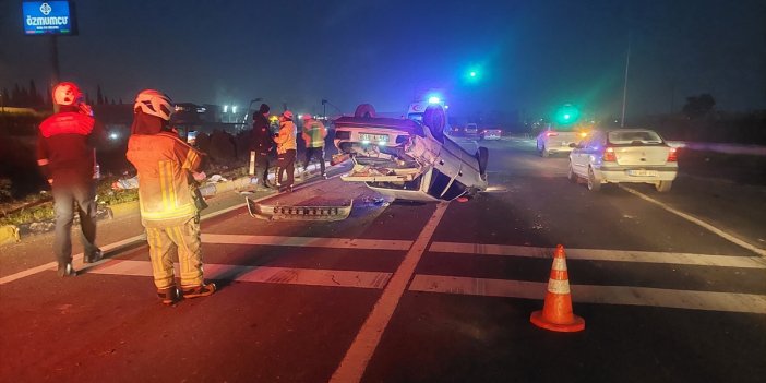 Kontrolden çıkan otomobil karşı şeride geçip takla attı: 1 yaralı