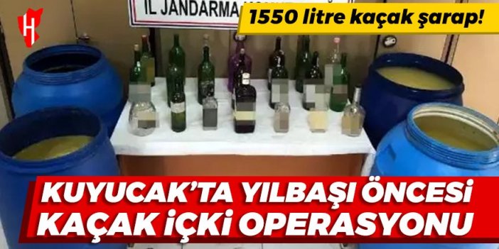 Kuyucak'ta yılbaşı öncesi kaçak içki operasyonu: 1550 litre kaçak şarap ele geçirildi