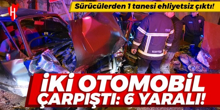 İki otomobil çarpıştı: 6 kişi yaralandı