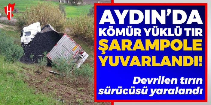 Aydın'da kömür yüklü tır şarampole yuvarlandı: Tır sürücüsü yaralandı