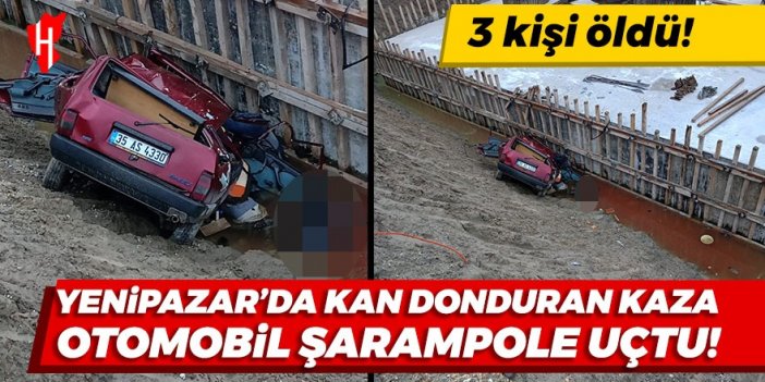 Yenipazar'da kan donduran kaza! Otomobil şarampole uçtu: 3 kişi öldü