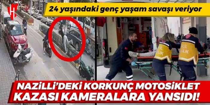 Nazilli’de feci kaza! Refüje çarpan motosiklet sürücü takla attı