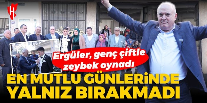 En mutlu günlerinde yalnız bırakmadı: Nazilli’de Ergüler, genç çiftle zeybek oynadı