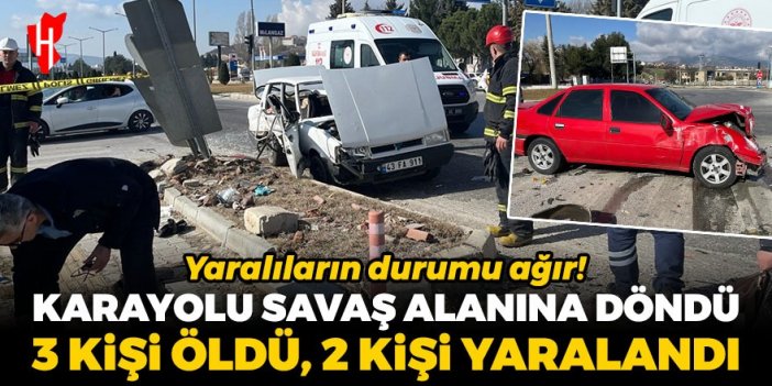 Karayolu savaş alanına döndü: 3 kişi öldü, 2 kişi yaralandı