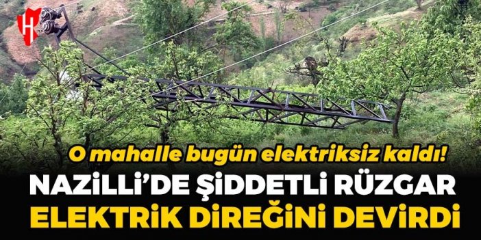 Nazilli’de şiddetli rüzgar nedeniyle elektrik direği devrildi: O mahalle elektriksiz kaldı