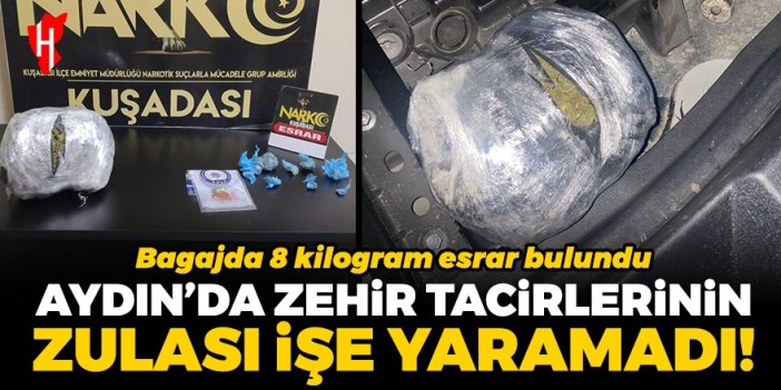 Aydın'da otomobilin bagajında 8 kilogram esrar ele geçirildi