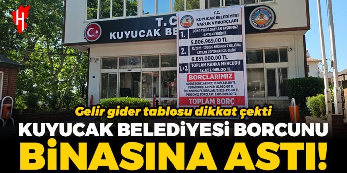 Kuyucak Belediyesi borcunu binasına astı!