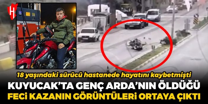 Kuyucak'ta motosiklet sürücüsünün hayatını kaybettiği kaza anı güvenlik kamerasında