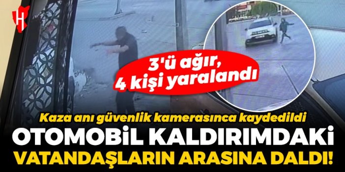 Otomobil kaldırım ve yoldaki vatandaşların arasına daldı: 3'ü ağır, 4 kişi yaralandı! Kaza anı güvenlik kamerasında...