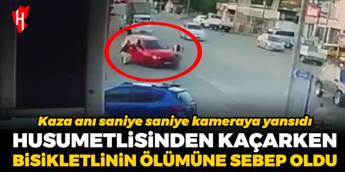 Husumetlilerinden kaçarken bisiklet sürücüsünün ölümüne neden oldu! Kaza anı güvenlik kamerasına yansıdı