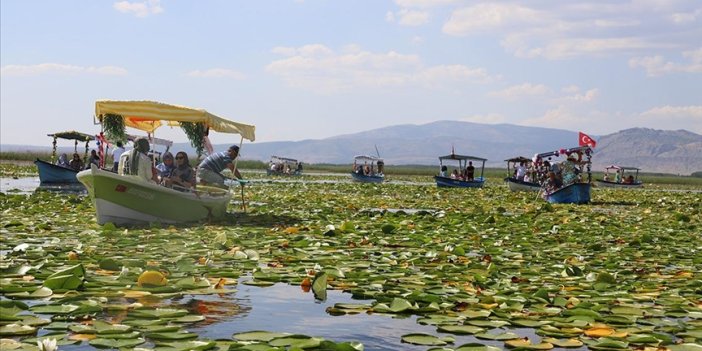 Nilüferlerle kaplı Işıklı Gölü sezonun ilk ziyaretçilerini ağırlıyor