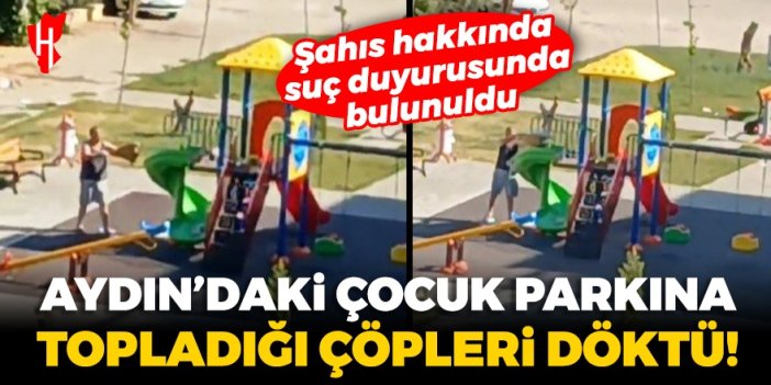 Aydın'daki bir şahıs topladığı çöpleri çocuk parkına döktü!