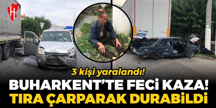 Buharkent'te feci kaza! İki otomobil çarpıştı: 3 kişi yaralandı