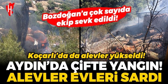 Aydın'da çifte yangın! Alevler evleri sardı