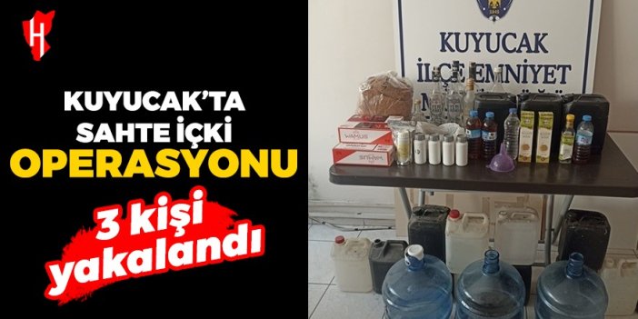 Kuyucak'ta sahte içki operasyonu: 3 kişi yakalandı