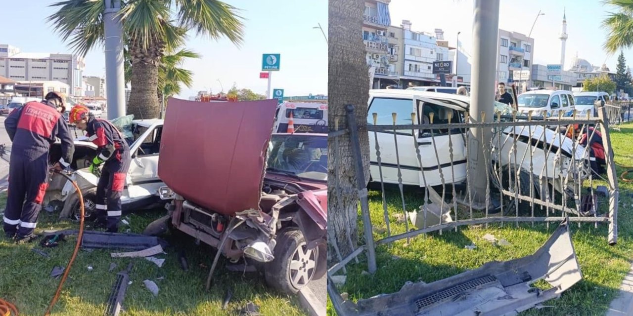 Sürücü önce başka araca çarptı, sonra refüje çıkarak durabildi!