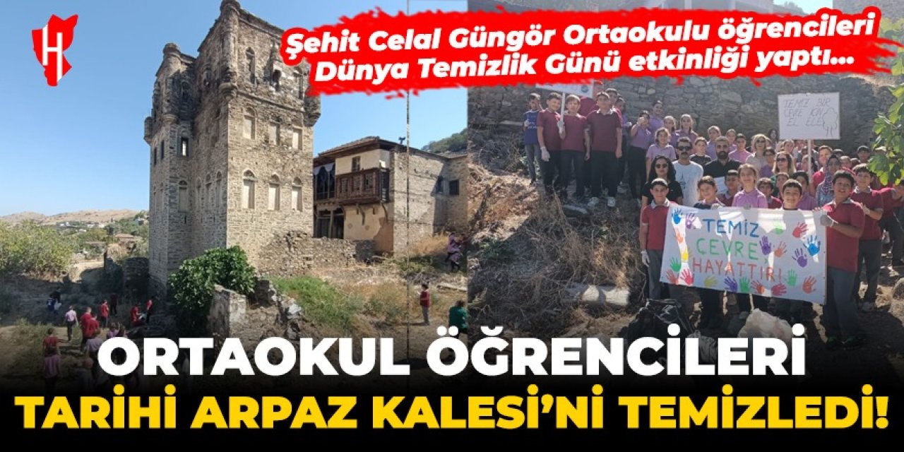 Ortaokul öğrencileri tarihi Arpaz Kalesi'ni temizledi!