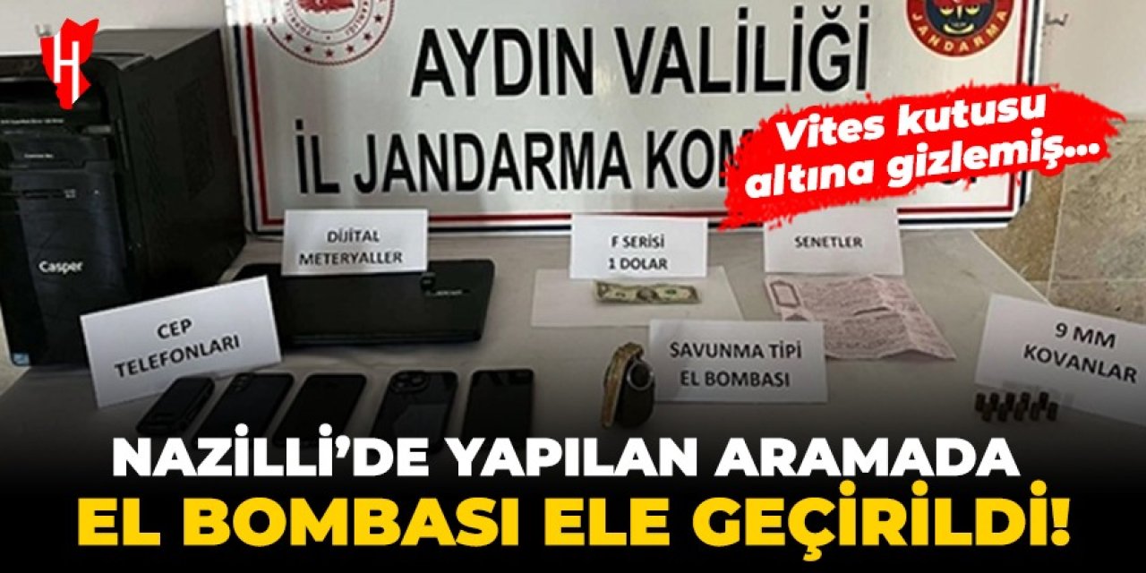 Nazilli'de yapılan aramada el bombası ele geçirildi!