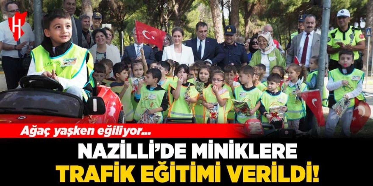 Nazilli'de minikler “Öncelik hayatın, öncelik yayanın” sloganı atarak düdük çaldılar