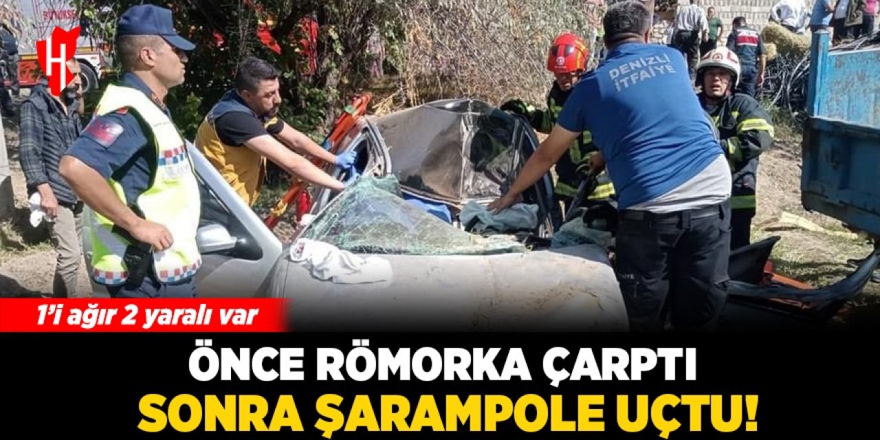 Otomobil römorka çarpıp şarampole uçtu! Feci kazada 2 kişi yaralandı