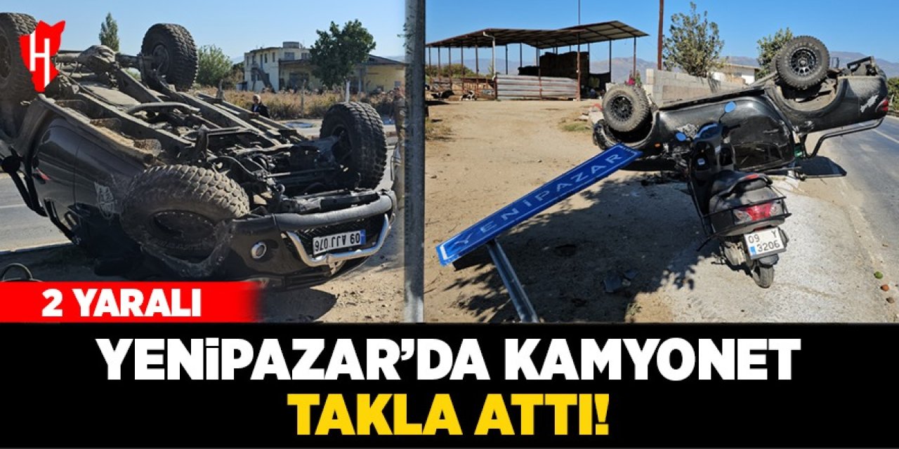 Yenipazar'da kamyonet takla attı: 2 yaralı