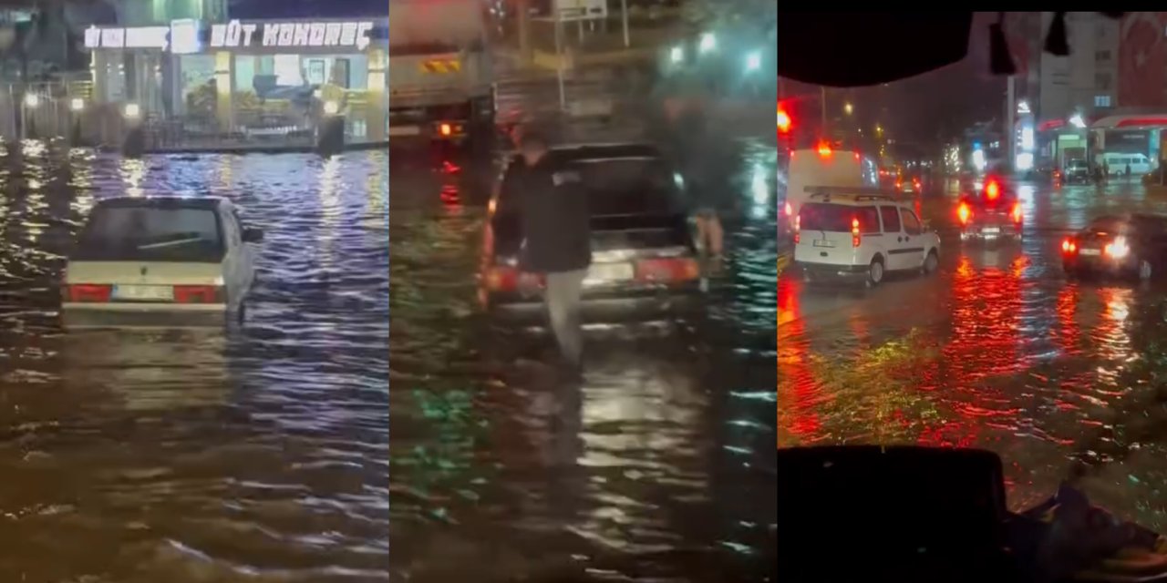 Nazilli'de yağmur klasiği! Cadde ve sokaklar göle döndü