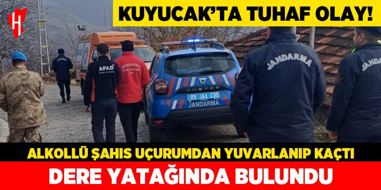 Kuyucak’ta tuhaf olay: Alkollü şahıs uçurumdan yuvarlanıp kaçtı, dere yatağında bulundu