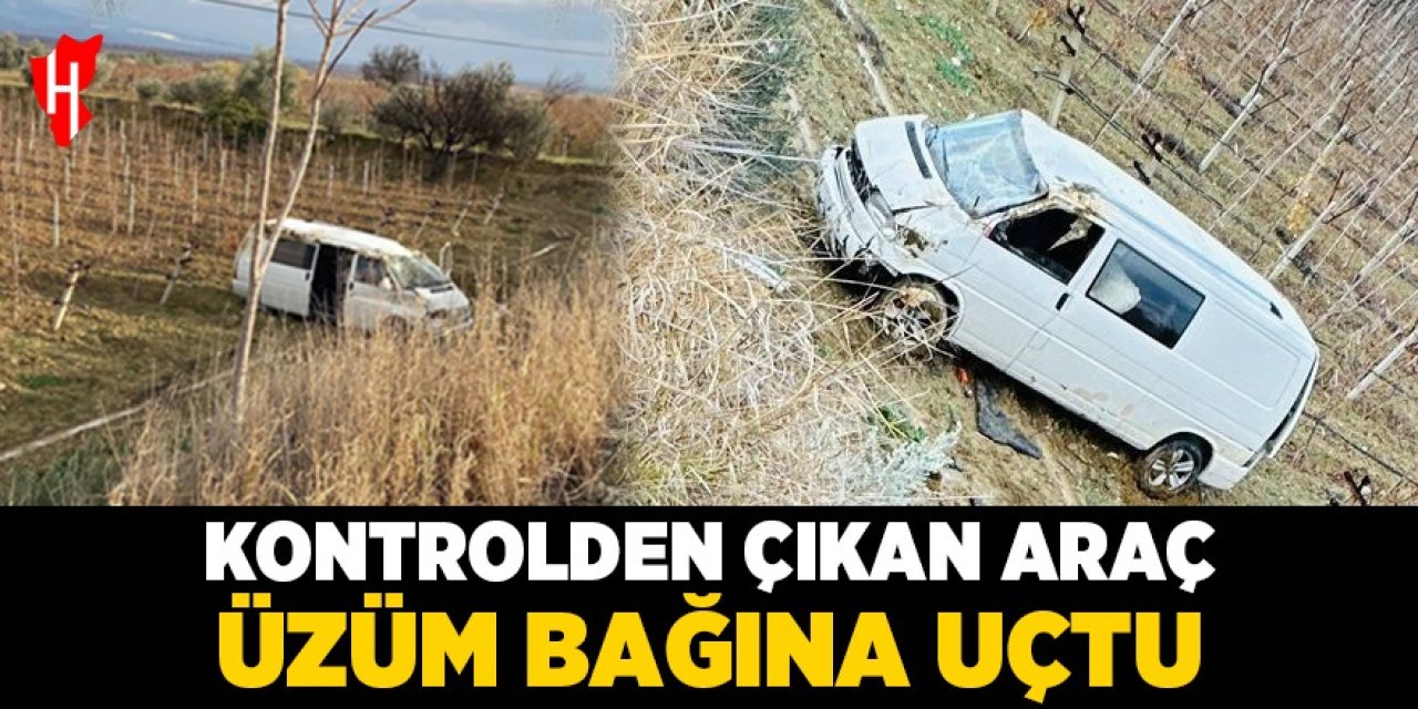 Kontrolden çıkan araç üzüm bağına uçtu