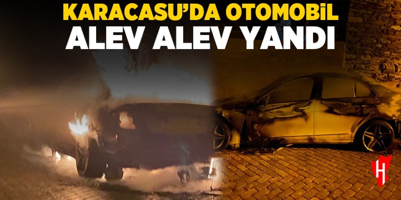 Karacasu'da otomobil alev alev yandı