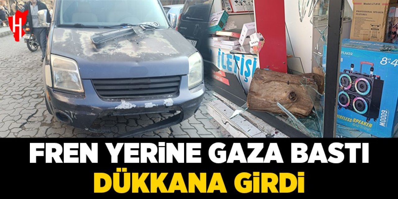 Fren yerine gaza bastı dükkana girdi