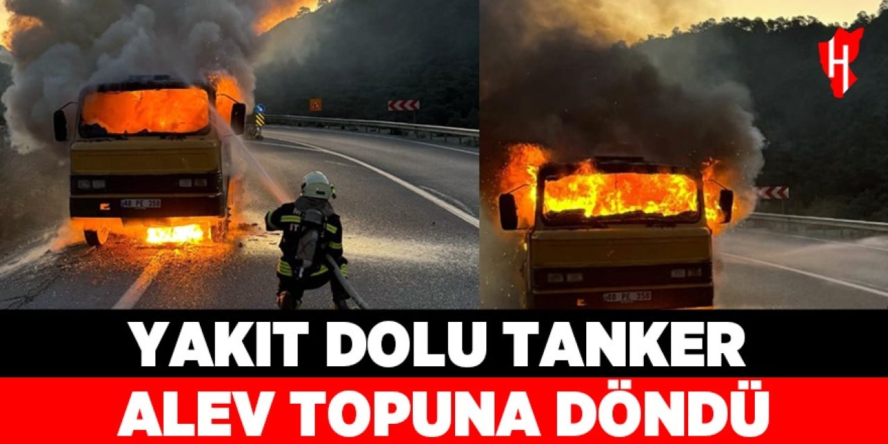 Yakıt dolu tanker alev topuna döndü