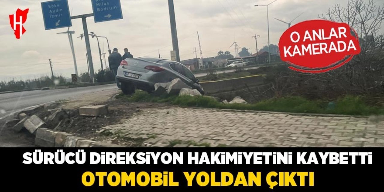 Sürücü direksiyon hakimiyetini kaybetti otomobil yoldan çıktı: O anlar kamerada