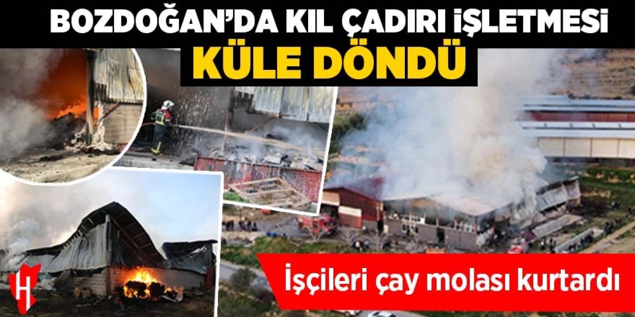 Bozdoğan’da kıl çadırı işletmesi küle döndü! İşçileri çay molası kurtardı