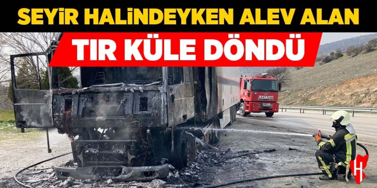 Seyir halindeyken alev alan tır küle döndü