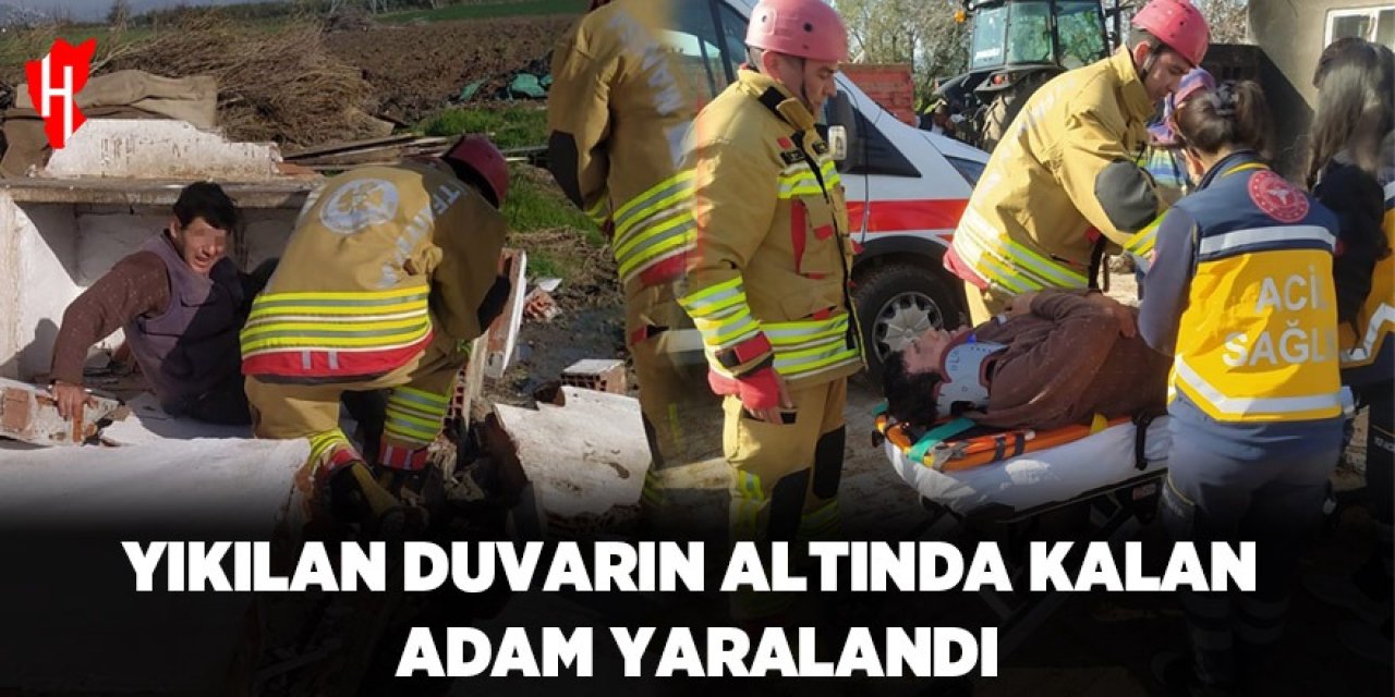 Yıkım esnasında göçen duvarın altında kalan adam yaralandı