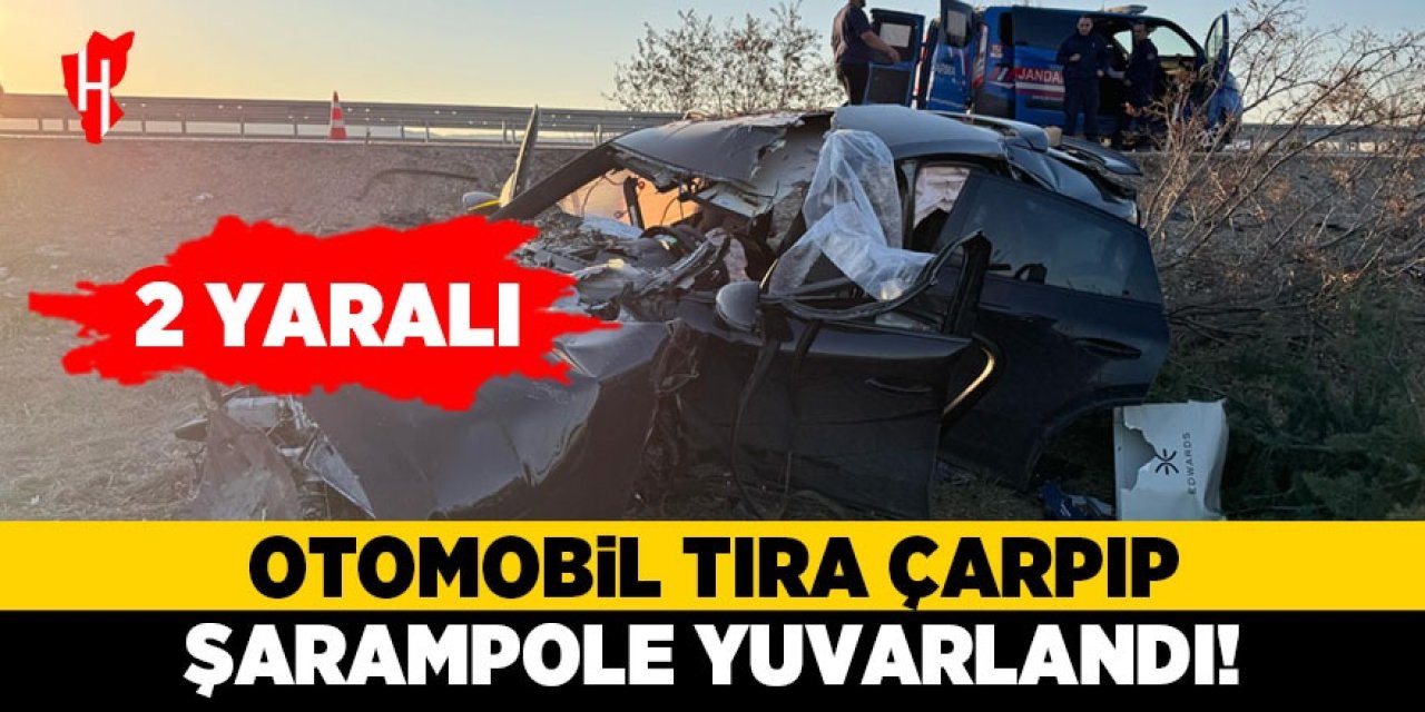 Otomobil tıra çarpıp şarampole yuvarlandı: 2 yaralı