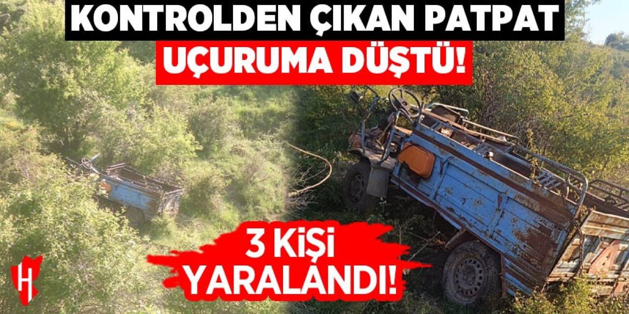 Kontrolden çıkan patpat uçuruma düştü: 3 yaralı!