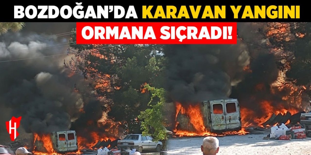 Bozdoğan'da karavan yangını ormana sıçradı!