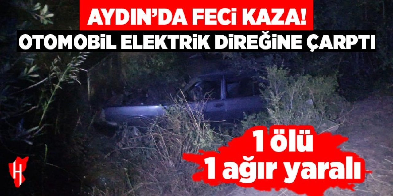 Aydın'da feci kaza! Otomobil elektrik direğine çarptı: 1 ölü, 1 ağır yaralı