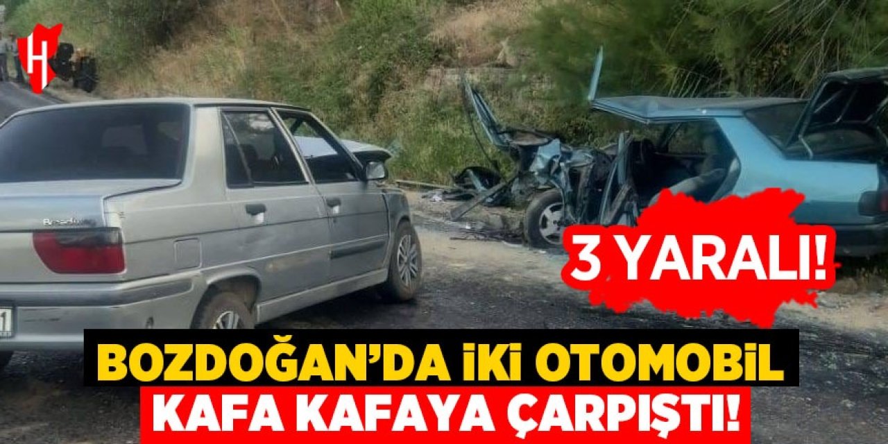 Bozdoğan'da iki otomobil kafa kafaya çarpıştı: 3 yaralı