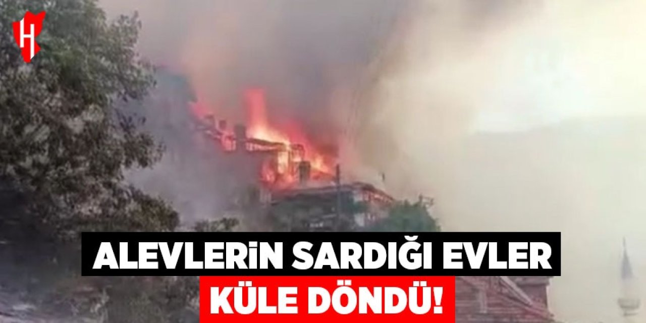 Alevler içinde kalan evler küle döndü