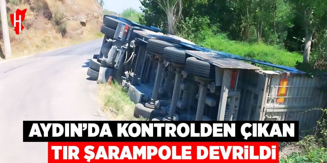 Aydın'da kontrolden çıkan tır şarampole devrildi