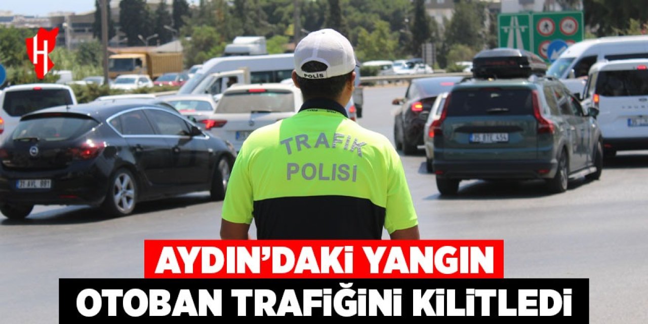 Aydın'da çıkan yangın otoban girişinde araç trafiğine sebep oldu