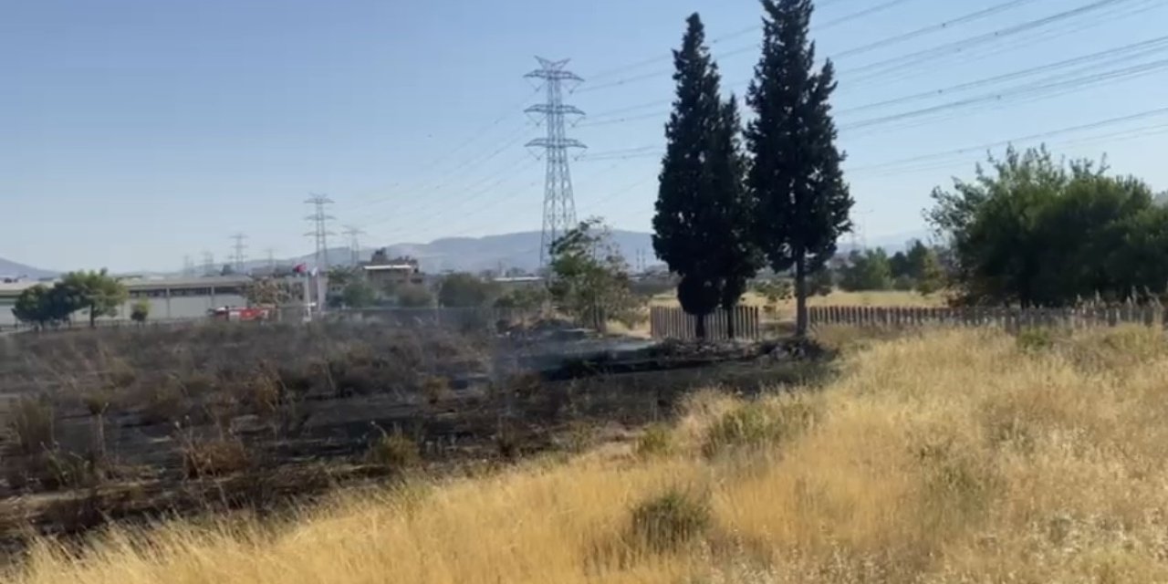 Otluk alanda çıkan yangın otoparka sıçradı