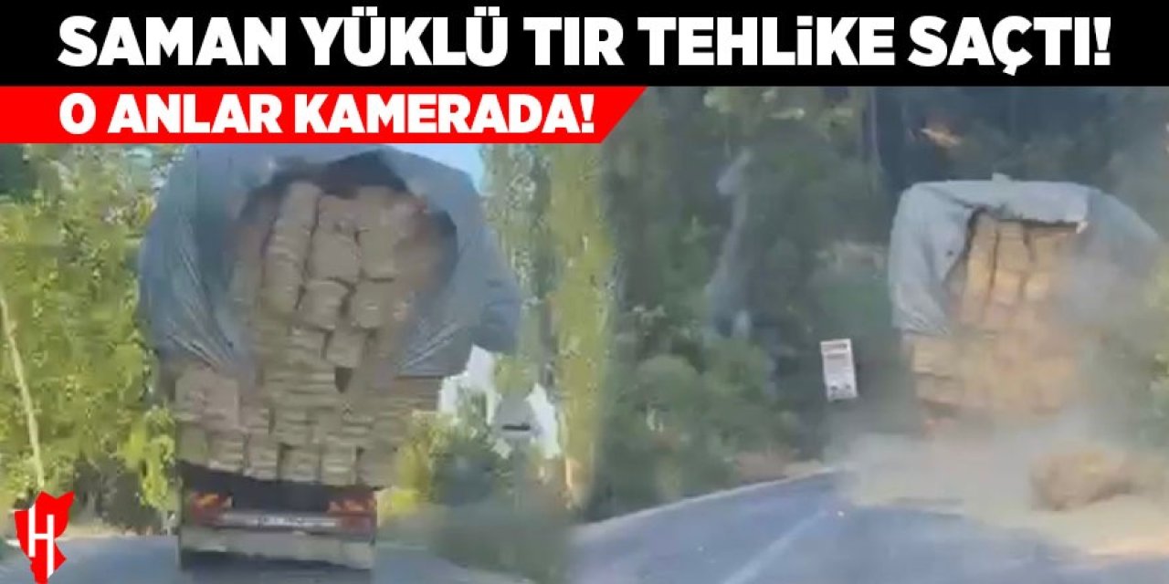 Saman yüklü kamyon tehlike saçtı: O anlar kamerada