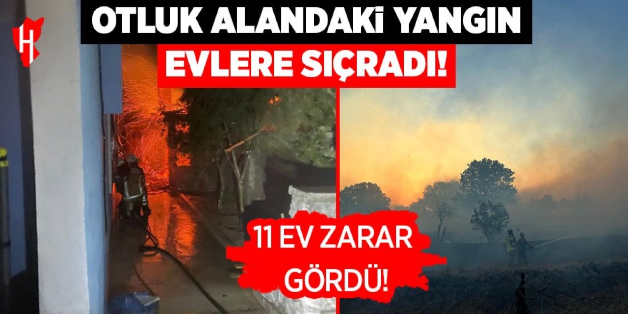 Otluk alandaki yangın evlere sıçradı: 11 ev zarar gördü